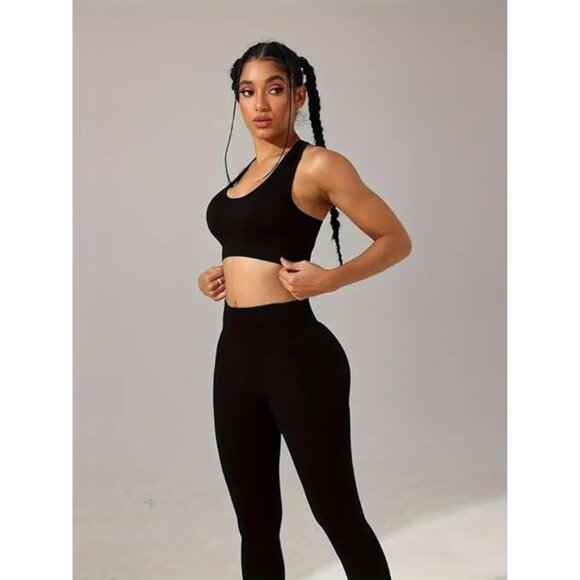 Workout Sets for Women 2 Piece Leggings with Padded Stretchy Sports Bra Sets Gym - Picture 4 of 5